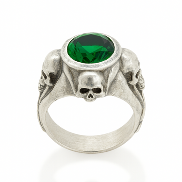 Guardian Skulls – 950 Silver, Emerald Green JDepp Style